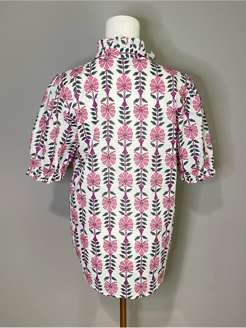 J. Crew 100% Cotton Printed Ruffle Placket Blouse Size S - Picture 4 of 8